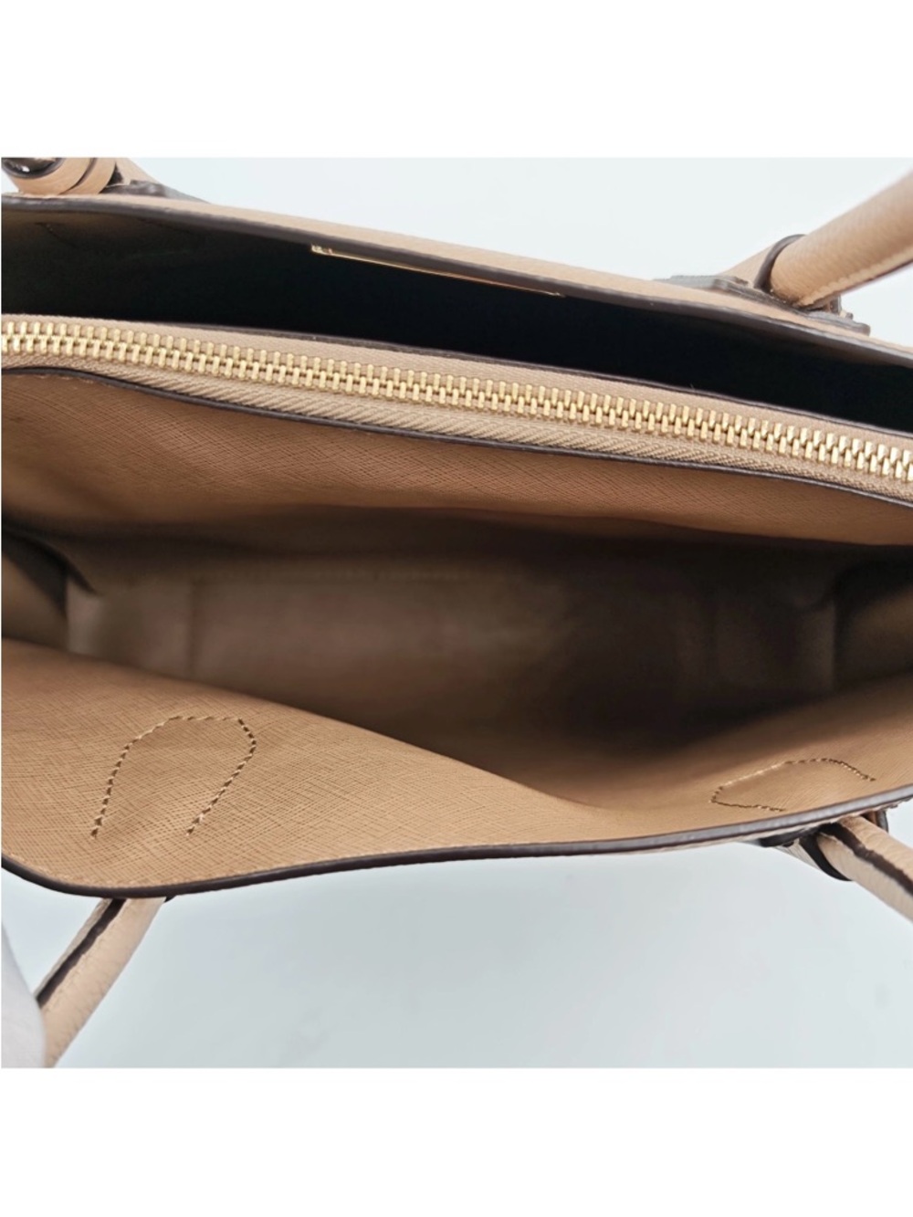 Michael Kors Taupe Leather Satchel with Padlock Charm - Picture 8 of 9